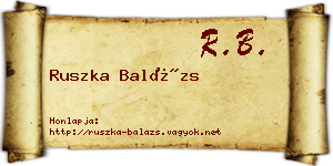 Ruszka Balázs névjegykártya