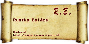 Ruszka Balázs névjegykártya